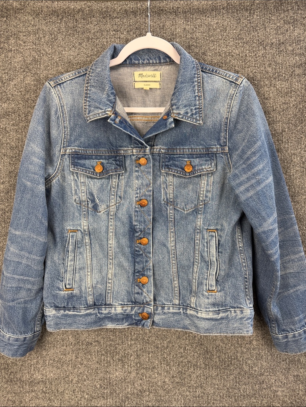 Madewell Light Blue Distressed Denim Jacket Women’s Large